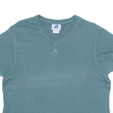 ADIDAS Womens T-Shirt Green V-Neck UK 20
