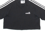 ADIDAS Cropped Womens T-Shirt Black UK 12