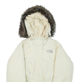 THE NORTH FACE Womens Puffer Jacket Cream Nylon Hooded S