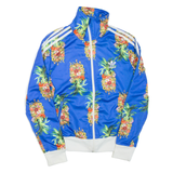 ADIDAS Womens Track Jacket Blue Floral UK 16