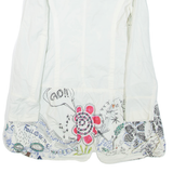 DESIGUAL Womens Jacket White Crazy Pattern L
