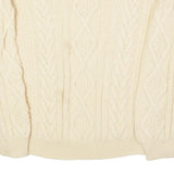 JOHN PARTRIDGE Mens Aran Jumper Cream Crew Neck Cable Knit Wool L