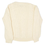 JOHN PARTRIDGE Mens Aran Jumper Cream Crew Neck Cable Knit Wool L