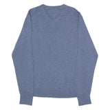 TOMMY HILFIGER Mens Jumper Blue V-Neck Tight Knit XL