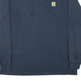 CARHARTT Loose Fit Mens T-Shirt Blue Long Sleeve Button Neck XL