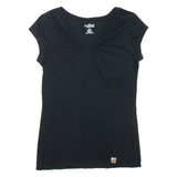 CARHARTT Womens T-Shirt Black V-Neck S