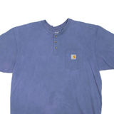 CARHARTT Mens T-Shirt Blue Button Neck XL