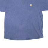 CARHARTT Mens T-Shirt Blue Button Neck XL