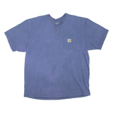 CARHARTT Mens T-Shirt Blue Button Neck XL