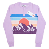 FILA Mountains Womens Cropped Top Purple Long Sleeve XS