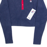 FILA Womens Cropped Top Blue 1/4 Zip Long Sleeve XS