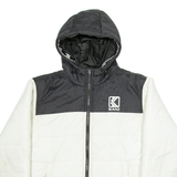 KARL KANI Mens Puffer Coat White Hooded M