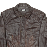 MADDOX Mens Biker Jacket Brown Leather L