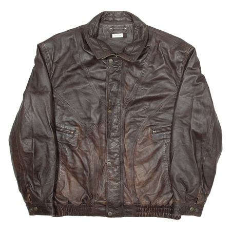 MADDOX Mens Biker Jacket Brown Leather L