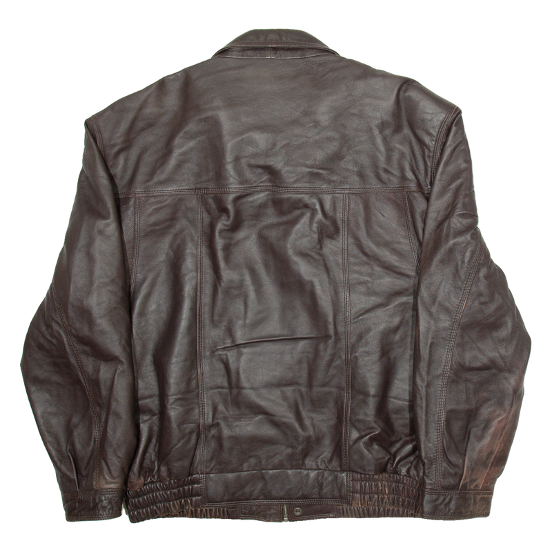 MADDOX Mens Biker Jacket Brown Leather L