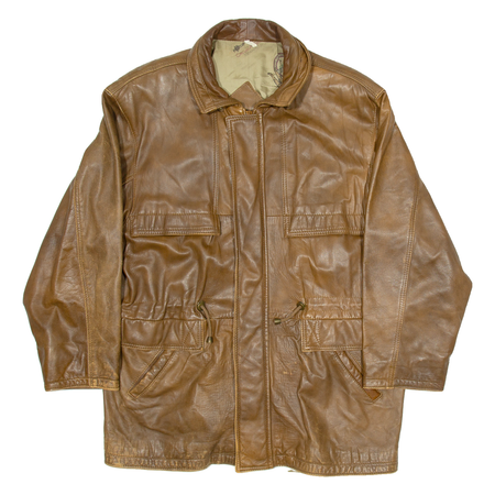VERA PELLE Mens Jacket Brown Leather L