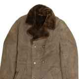 Mens Trench Jacket Brown Leather M