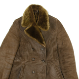 Womens Overcoat Jacket Brown Leather S