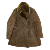 Womens Overcoat Jacket Brown Leather S