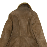 Womens Overcoat Jacket Brown Leather S