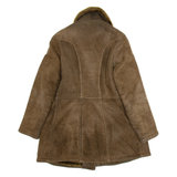 Womens Overcoat Jacket Brown Leather S
