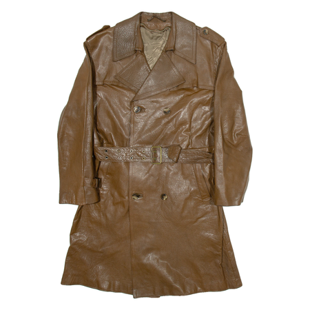 ERICSON Womens Trench Jacket Brown Leather M