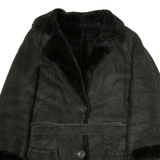 Womens Overcoat Jacket Black Leather M