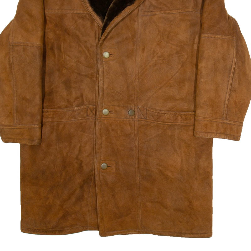 GIZMOS Womens Overcoat Jacket Brown Leather L