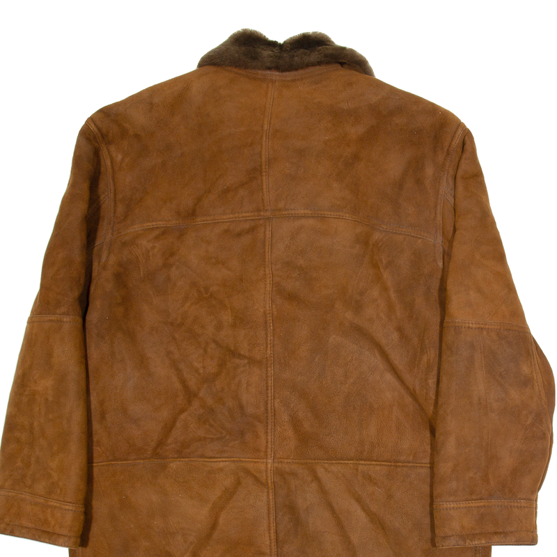 GIZMOS Womens Overcoat Jacket Brown Leather L