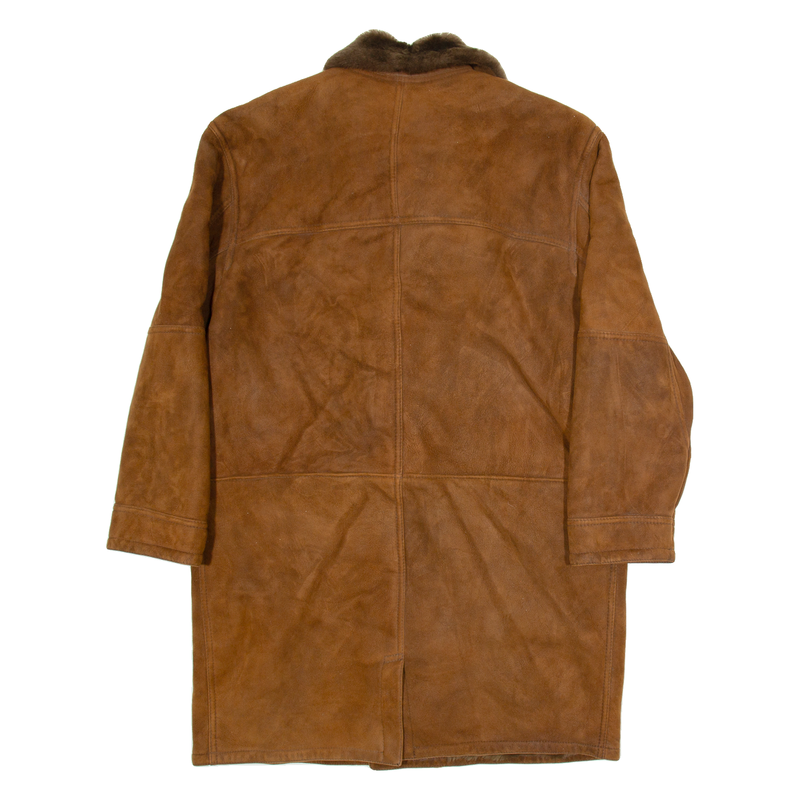 GIZMOS Womens Overcoat Jacket Brown Leather L