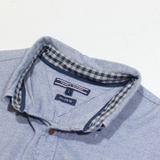 TOMMY HILFIGER New York Fit Mens Plain Shirt Blue Long Sleeve L