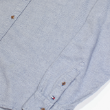 TOMMY HILFIGER New York Fit Mens Plain Shirt Blue Long Sleeve L