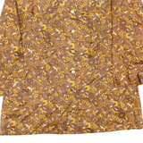 Womens Printed Shirt Brown Collared 3/4 Sleeve Floral L