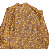 Womens Printed Shirt Brown Collared 3/4 Sleeve Floral L