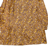 Womens Printed Shirt Brown Collared 3/4 Sleeve Floral L