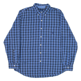 CHAPS Mens Shirt Blue Check Long Sleeve L