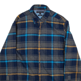 TOMMY HILFIGER Regular Fit Mens Flannel Shirt Blue Check Long Sleeve M