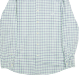 CHAPS Stretch Oxford Mens Shirt Green Check Long Sleeve M