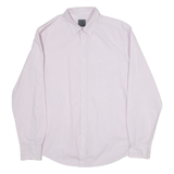 CALVIN KLEIN Slim Fit Mens Shirt Pink Striped Long Sleeve L