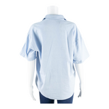 Womens Shirt Blouse Blue Collared Floral M