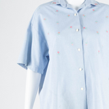 Womens Shirt Blouse Blue Collared Floral M