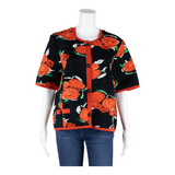 LIOLA Button Up Womens Printed Blouse Black Floral 2XL