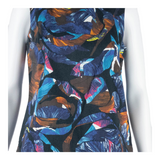 Womens Sleeveless Top Blue Collared Sleeveless Crazy Pattern S