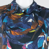 Womens Sleeveless Top Blue Collared Sleeveless Crazy Pattern S