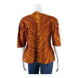 Womens Printed Blouse Maroon 3/4 Sleeve 90s Floral M