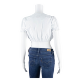 FUCHS Womens Cropped Top White Crew Neck M