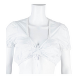 FUCHS Womens Cropped Top White Crew Neck M