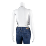 Dimonte Scoop Neck Womens Cropped Top Silver Strapless M