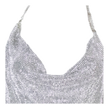 Dimonte Scoop Neck Womens Cropped Top Silver Strapless M