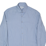 CALVIN KLEIN Slim Fit Mens Plain Shirt Blue Long Sleeve M